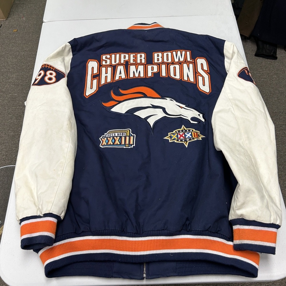 G-III NFL Varsity Jacket Mens XXL Blue Denver Broncos Super Bowl Champions 97 98